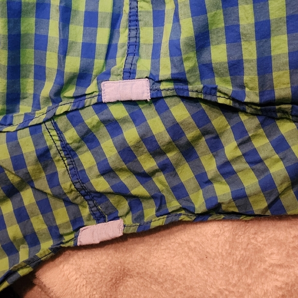 PD&C Mens Green and Blue Checkered Button Down Shirt - Picture 3 of 8
